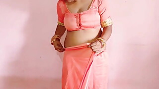 My step mom wears a sexy saree