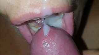Cum on my wife's face and then swallow