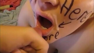 Cum Slut Takes Loads Of Cum To Her Face & Wants More